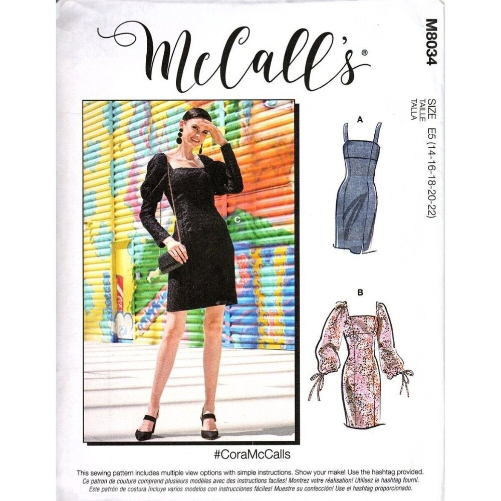 McCall's M8034 Misses 14 to 22 Bodycon Dresses Uncut Sewing Pattern New Petite